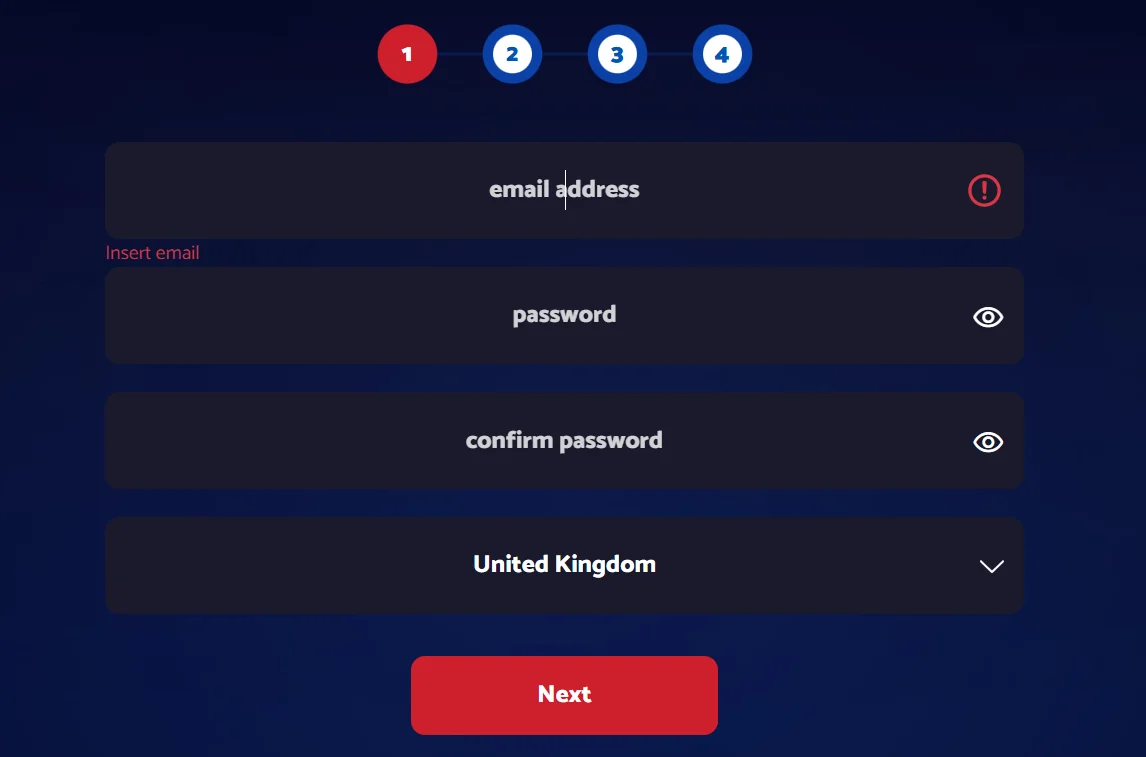 All British Casino registration form